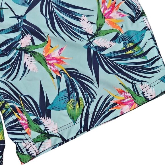 [g] George Green Tropical Print Swim Trunks Size XL (40-42) Cargo Pocket Elastic - Picture 8 of 8